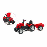Tractor Falk pentru copii, cu pedale si remorca, Rosu