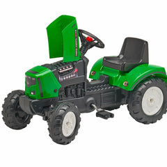 Tractor Falk pentru copii, cu pedale si remorca, Verde
