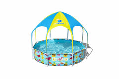 Piscina copii cu cadru metalic Bestway SteelPro, cu pavilion, albastru 244x51 cm, BW56432