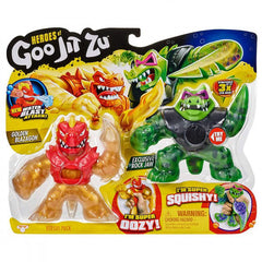 Figurina elastica Goo Jit Zu set 2 bucati Golden Blazagon vs Rockjaw 41036-41053