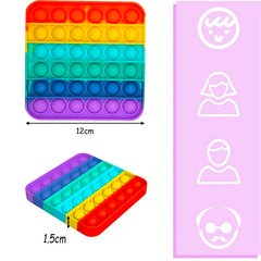 Jucarie POP IT!, antistres, din silicon, patrat, multicolor - Krista®