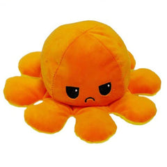 Jucarie reversibila din plus Octopus doll, caracatita cu 2 fete pentru reprezentarea sentimentelor, 20x20cm, galben-orange