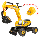 Excavator Falk pentru copii cu scaun si casca de deschidere, galben