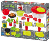 Set de vase cu salată,model cu buline 100% Chef Écoiffier, oale și alimente și 43 de accesorii, 2521