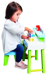 Masa pentru desenat si creatie My Very First Desk Maxi Abrick Ecoiffier cu scaunel si carti de colorat, 7851