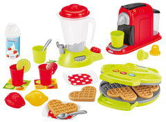 Aparat de vafe cu mixer si aparat de cafea, Small Household Appliances Ecoiffier, cu clatite si 24 accesorii, 2524