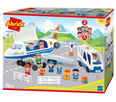 Joc de construit avion si autobuz Abrick Ecoiffier cu scari si 8 figurine, 3065