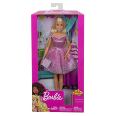 Papusa Barbie cu rochie roz - La multi ani!, MTGDJ36