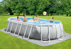 Piscina ovala Intex Prism cadru metalic, cu pompa de filtrare si scara inclusa, 5m x 2.74m x 1.22m, IX26796