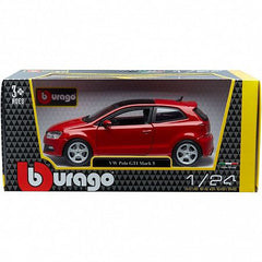 Macheta masinuta Bburago auto VW Polo GTI 1:24, rosu, 21059