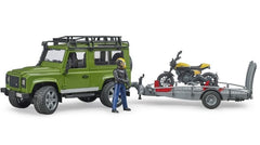Masina Bruder Leisure Time Land Rover Defender cu Remorca si Motocicleta Ducati, 02589