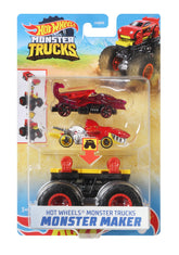 HOT WHEELS MONSTER TRUCK CU MASINUTE NEAGRU SI ROSU