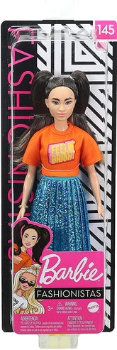 PAPUSA BARBIE FASHIONISTA BRUNETA SI CU PARUL CU CODITE