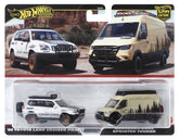 HOT WHEELS PREMIUM SET 2 MASINUTE METALICE TOYOTA LAND CRUISER PRADO SI MERCEDES BENZ SPRINTER TOURER SCARA 1:64