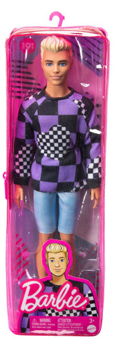 BARBIE PAPUSA BAIAT FASHIONISTAS BLOND CU BLUZA CU IMPRIMEU GEOMETRIC