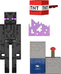 Figurină Enderman 8cm, Mattel, set cu piesă Build A Portal, articulații mobile, multicolor