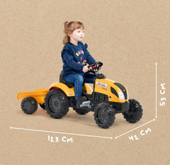 Tractor Falk cu pedale și remorcă, galben FK2055L Mighty Builder