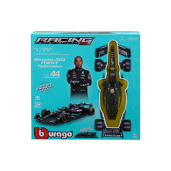 Macheta Bburago 1:24 Kit Model Formula-Cu Casca & Suport Din Plastic Mercedes Amg Petronas W14 E Performance #44 Lewis Hamilton Bb28506