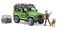 Masina de teren Bruder Forestry - Land Rover Defender, cu padurar si caine 02587