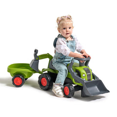 Tractor ride-on BabyClaas cu incarcator frontal, volan, claxon, excavator si remorca, FK 312N