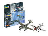 Set Macheta Aeromodele Revell Messerschmitt Me262 si P-51B Mustang cu vopseluri, adeziv si pensula 1:72 Revell 63711