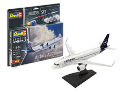 Aeromodel de construit Revell Airbus A320neo Lufthansa New Livery cu vopseluri pensula si adeziv 1:144 REV 63942