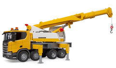 Camion Bruder - Scania Super 560R, cu macara Liebherr LTF 1045, cu lumini si sunete, 1:16 03571