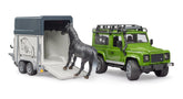 Masina Bruder Leisure Time - Land Rover Defender, cu remorca si cal 02592