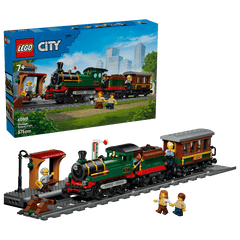 Set de constructie LEGO® City Tren cu aburi vintage 60511, Jucarii pentru Copii de 7+ ani, Jucarii pentru Baieti si Fete, Tren de Jucarie, Idee de Cadou pentru Copii