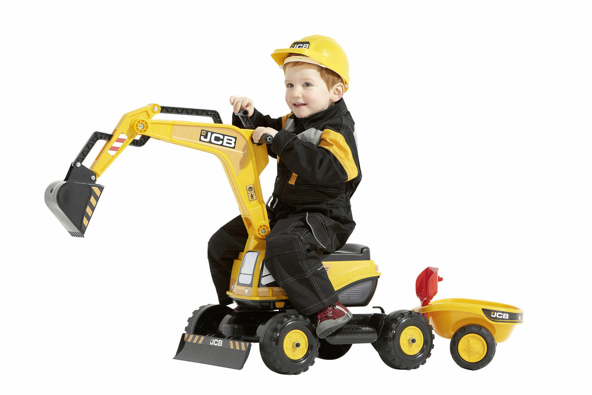 Excavator Falk fara Pedale JCB cu Remorca, lopata, grebla si Casca de Protectie
