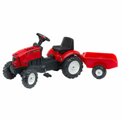 Tractor Falk pentru copii, cu pedale si remorca, Rosu