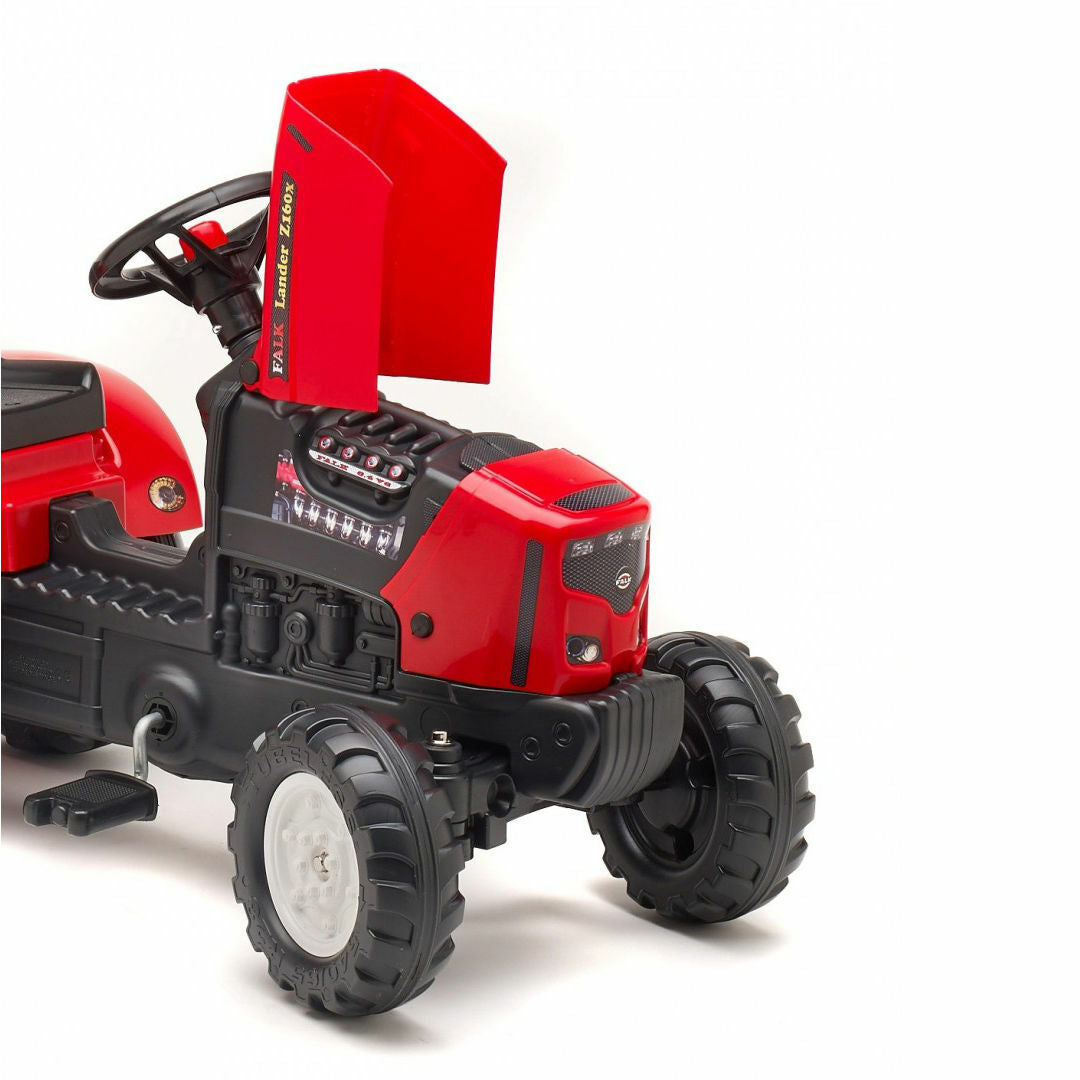 Tractor Falk pentru copii, cu pedale si remorca, Rosu