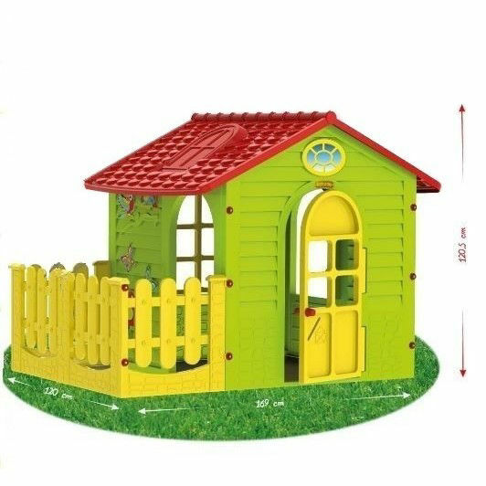 Casuta de joaca de exterior pentru copii MochToys Garden House mica cu gard 10839