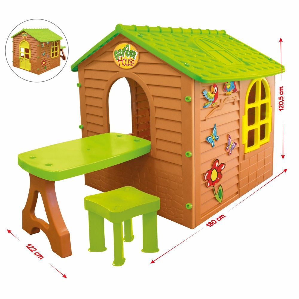 Casuta de joaca de exterior pentru copii MochToys Garden House cu masuta 11045