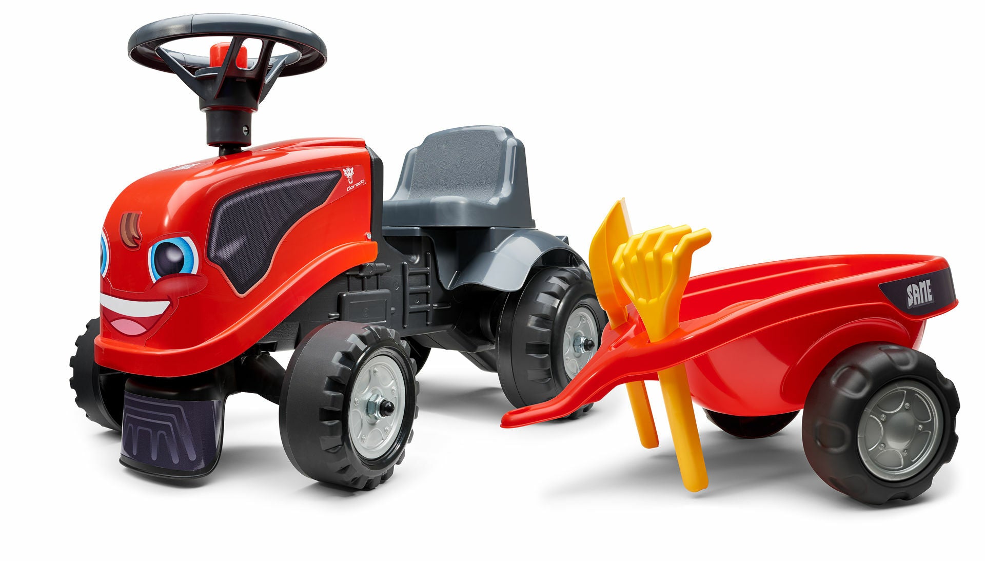Tractor fara pedale cu remorca Falk Same rosu