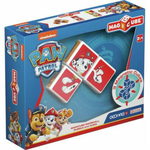 Set Constructie Magnetic Magicube Paw Patrol Marshall, Rubble si Zuma