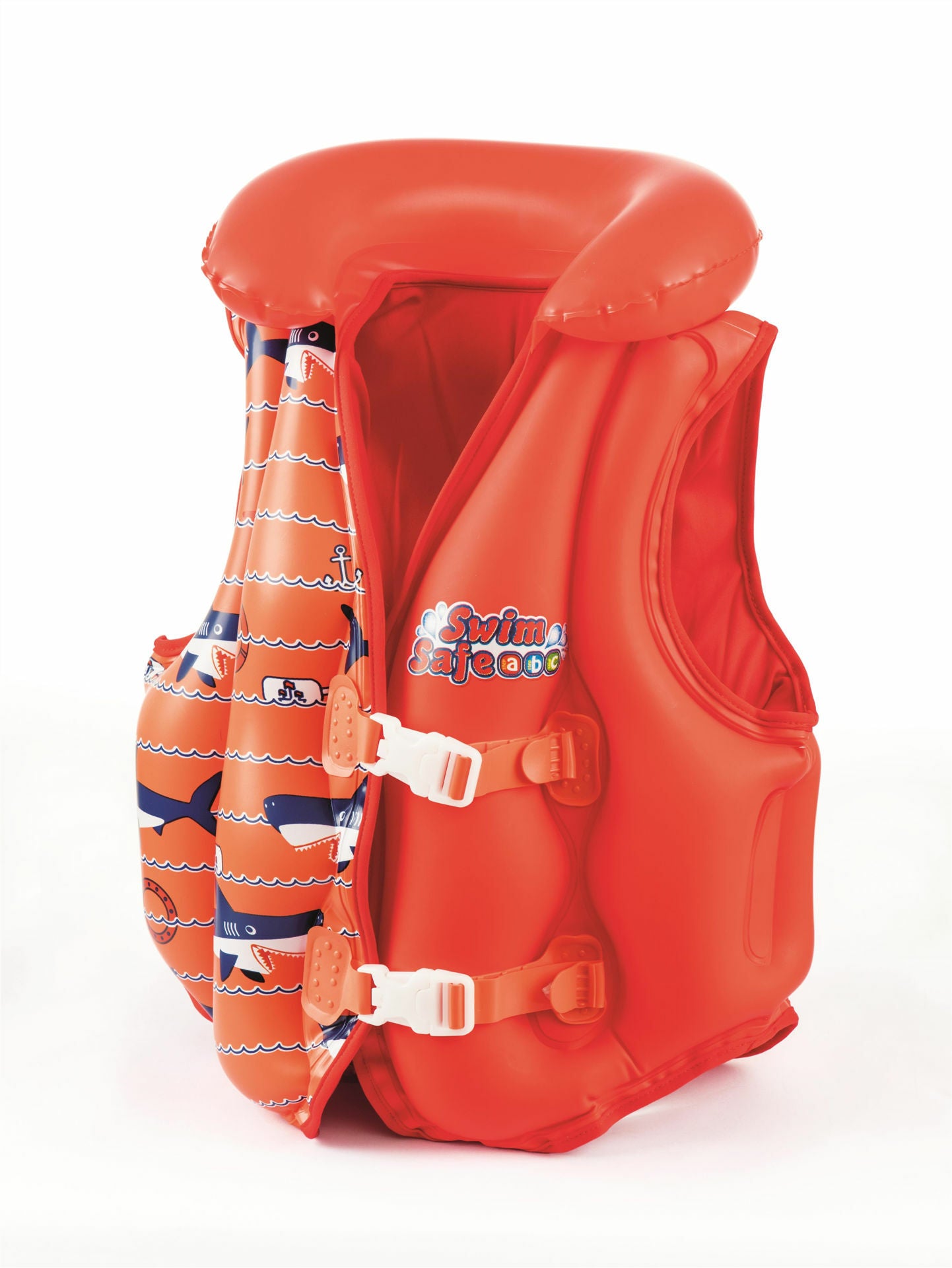 Vesta Gonflabila, cu guler gonflabil, cu 2 catarame, 51x46 cm, Bestway, 32156, roz