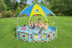 Piscina copii cu cadru metalic Bestway SteelPro, cu pavilion, albastru 244x51 cm, 56432