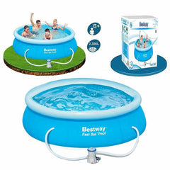 Piscina cu inel gonflabil Bestway 57268, dimensiune 2.44x0.66 m, strat Triplex PVC, pompa filtrare inclusa