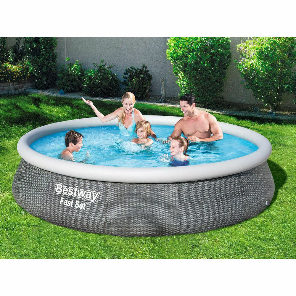 Piscina rotunda cu inel Bestway Fast Set 396x84 cm, 7 in 1, toate accesoriile incluse