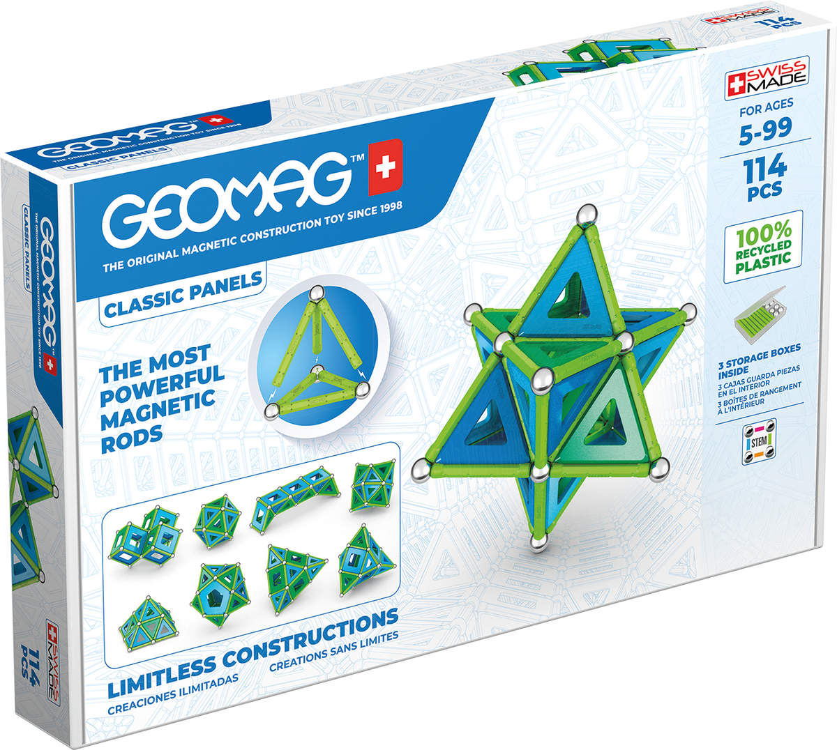 Geomag set magnetic 114 piese Classic Panels green line, 473