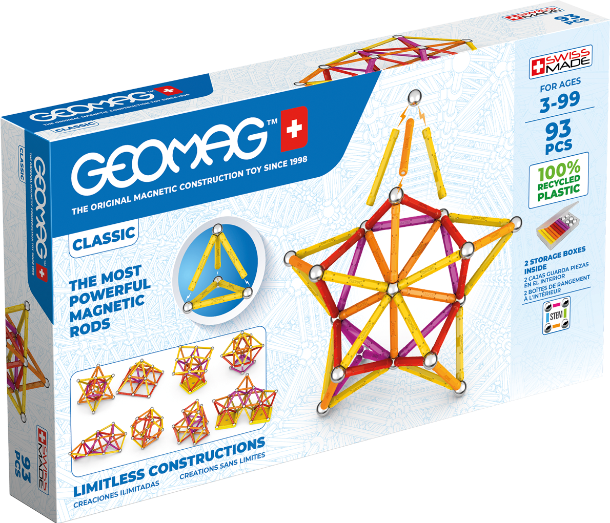 Geomag set magnetic 93 piese classic Green line, 273