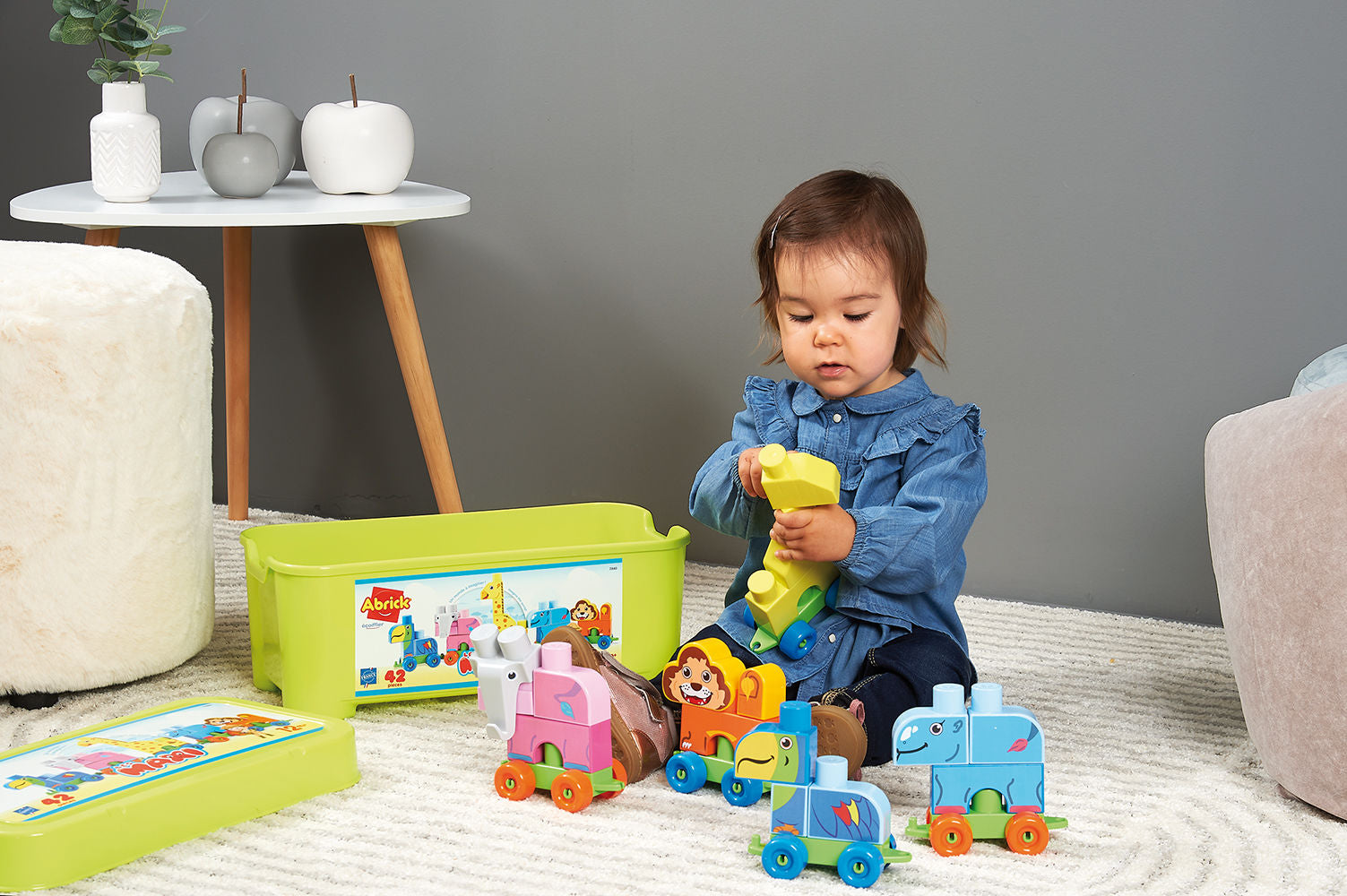 Joc de constructie trenulet cu animale, Ecoiffier