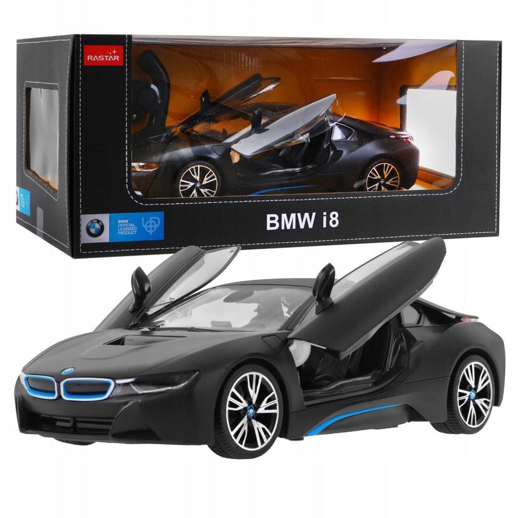 Masina cu telecomanda Rastar, BMW I8 Negru, scara 1/14 71010