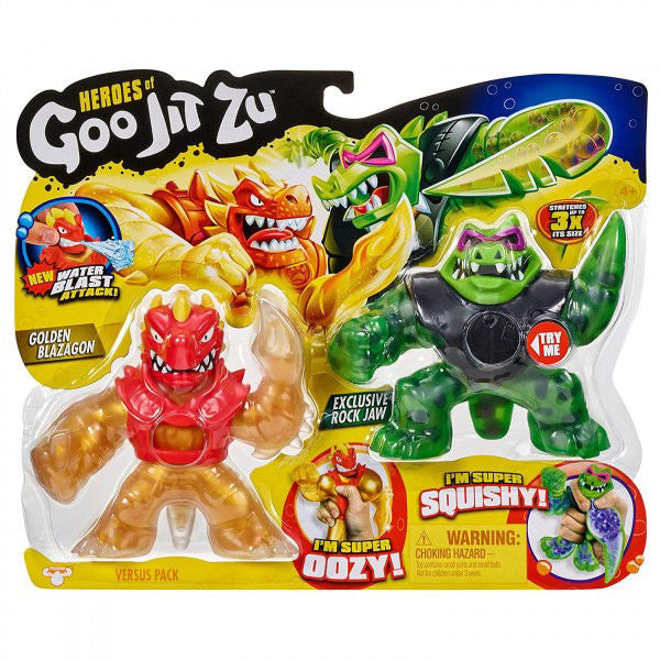 Figurina elastica Goo Jit Zu set 2 bucati Golden Blazagon vs Rockjaw 41036-41053