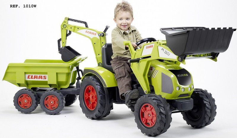tractor copii cu pedale Tractor cu pedale pentru copii FALK 1010W Claas Axos cu cupa, excavato – PEAK TOYS DISTRIBUTION