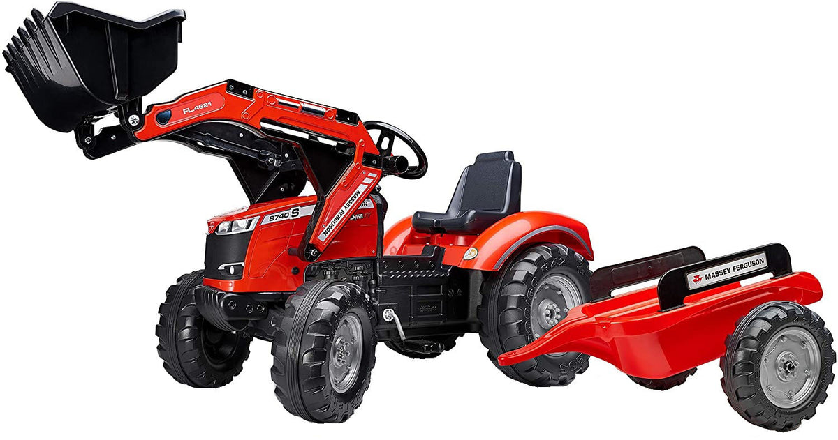 Tractor pentru copii Falk 4010AM, cu Remorca si Incarcator frontal, rosu