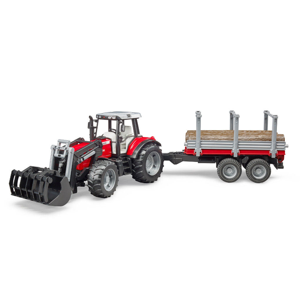 Bruder Massey Ferguson 7480 Cu încărcător frontal și transport cherestea 02046