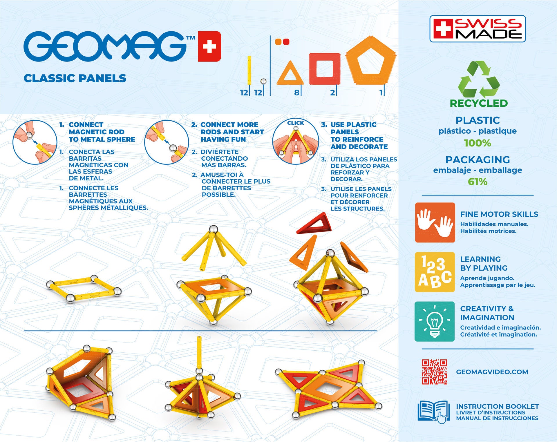 Geomag set magnetic 35 piese Classic Panels Green, 470