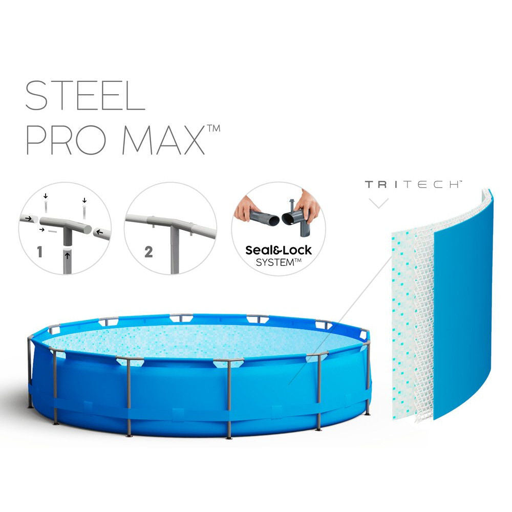 Piscina rotunda cu cadru metalic Bestway Steel Pro Max 427x107cm, 11 in 1, toate accesoriile incluse